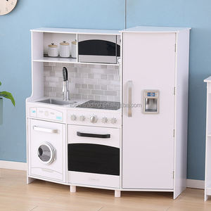ชุดครัวไม้สไตล์ใหม่ขนาดใหญ่ พร้อมเครื่องซักผ้า เครื่องทำน้ำแข็ง อ่างล้างจานและก๊อกน้ำ หัวเตาสำหรับเด็กเล่น - Product Image 2