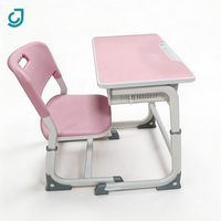 Ensemble chaise et bureau d'école réglables à une place, bureau en plastique avec structure métallique, mobilier d'apprentissage pour enfants pour la maison et la salle de classe