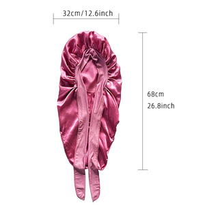 Bonnets en satin pour femmes, avec logo personnalisé, ruban en soie, nœud, design élégant, ajustables, pour dormir - Product Image 3