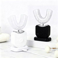 Brosse à dents électrique sonique intelligente 4 en 1 en forme de U avec gratte-langue intégré, lumière bleue, faible bruit, pour la maison, les voyages, les adultes