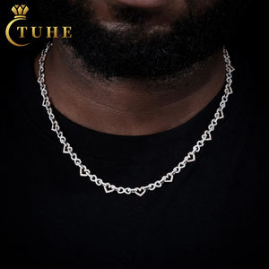 Gioiello d'Amore alla Moda per San Valentino, Catena a Cuore <span class=keywords><strong>Infinito</strong></span> in Argento Sterling 925 con Diamante Moissanite VVS da 8mm - Product Image 1