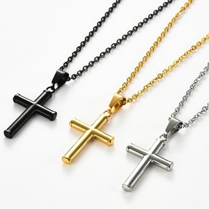 Colgante de Cruz Simple y Moderno para Collar, Unisex, Acero Inoxidable, Dorado y Negro, Estilo Hip Hop, Colgante de Crucifijo, Joyería que Nunca se Desvanece, Regalo - Product Image 1