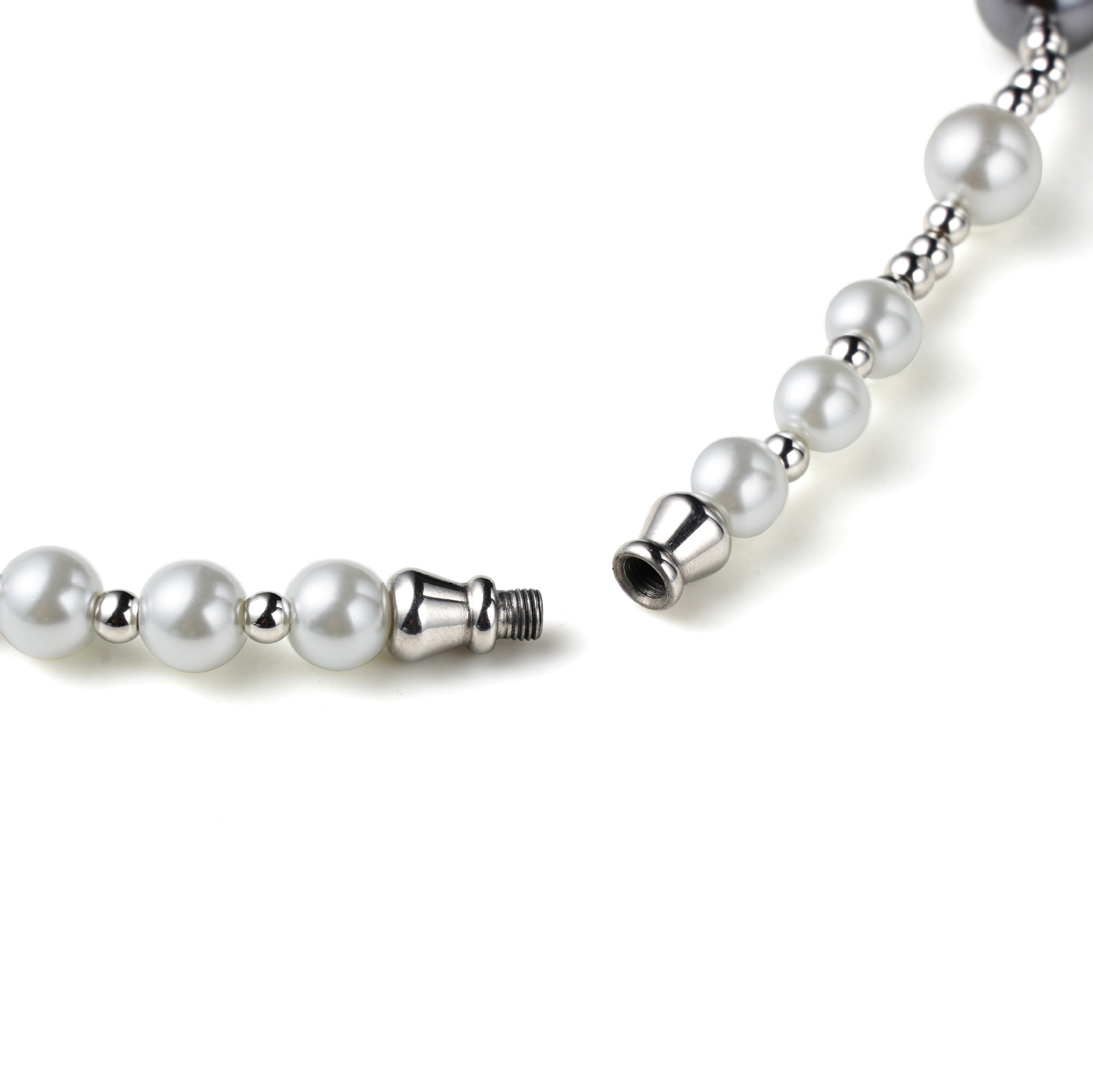 Street Hipster Hip-hop Bouncy Pearl Necklace - Short Stainless