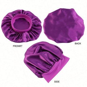 Bonnet en satin personnalisé avec logo, accessoires pour cheveux, bande élastique large, grande taille, bonnet de nuit pour femmes, usage quotidien et plage - Product Image 5