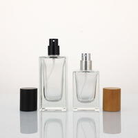 Flacon de parfum rectangulaire en verre avec couvercle en bois 30ml 50ml 100ml – Vente en gros, pulvérisateur à pompe, sérigraphie, diffuseur à bâtonnets