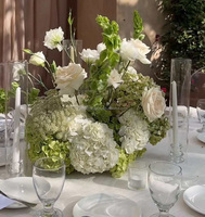 Centre de table de mariage populaire, arrangement floral pour événements, boule de fleurs artificielles d'hortensia bleu-vert mélangé, centre de table d'autel