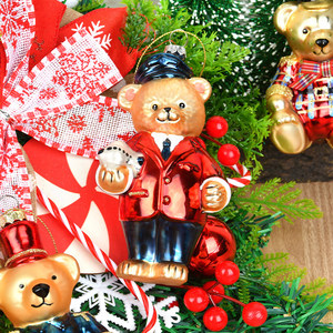 Christmas <b>Teddy</b> <b>Bear</b> Glass <b>Ornament</b> Big <b>Bear</b> Series UV Printed Decoration for Children's Holiday Scene Packed in Arrangement Box - Product Image 3