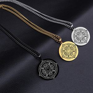 Collier pendentif roue de la fortune <span class=keywords><strong>AGLA</strong></span> INRI sceau de l'archange pour femmes et hommes, amulette en acier inoxydable, cadeau de bijoux - Product Image 2