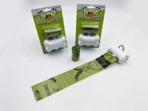 Sacs compostables à crottes biosourcées écologiques de luxe vert foncé à 2 rouleaux élimination durable des déchets PET à odeur contrôlée en plastique - Product Image 5