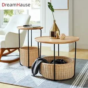 Dreamhause İskandinav endonezya Rattan sehpa tasarımcılar oturma odası yatak odası için otel kapalı balkon veranda kullanılan