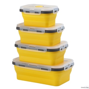 Factory Stock Silicone Foldable Multifunctional Square <b>Lunch</b> <b>Box</b> Bento <b>Box</b> Microwave Safe Refrigerator Storage Fresh-Keeping - Product Image 6