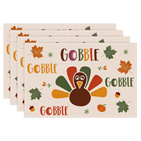 Ensemble de 4 sets de table de Thanksgiving, 12x18 pouces, motifs dinde et érable, récolte d'automne, pour décoration intérieure, extérieure, maison et fêtes