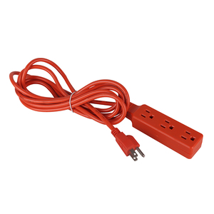 3C 18AWG SJT 6FT ปลั๊กไฟสีแดง15A 125V เต้าเสียบปลั๊กไฟโรงงานในบ้านสายไฟ3เบ้าเสียบ