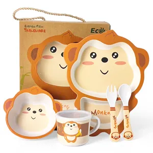 New Design Adorable Children Bamboo Dinnerware Kids Dinner Set Baby Bamboo Fiber Tableware