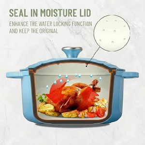 Olla Holandesa de Hierro Fundido Esmaltado Azul Claro E-TOP, Olla Antiadherente con Tapa Hermética para Asar, Hornear y Saltear de Forma Perfecta - Product Image 5