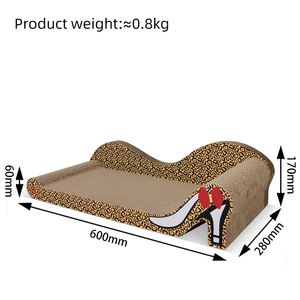 60 Hoge Hakken Met Luipaardprint, Duurzame Houten En Kartonnen Kattenkrabber In De Vorm Van Een Kattenbank Met Gegolfde Kras - Product Image 6