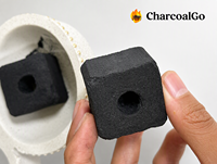 CharcoalGo Factory Direct Cubes de charbon de bambou avec trou central, charbon pour chicha, pour fumer la narguilé