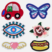 Nouveaux patchs thermocollants et à coudre en broderie de dessins animés (papillon, fleur, licorne, nœud) pour chapeaux et sacs