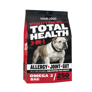 مكملات غذائية للكلاب للعناية بالجلد والفراء، فيتامينات متعددة 3 في 1 لجميع السلالات، يدعم الحساسية والمفاصل والجهاز الهضمي - Product Image 1