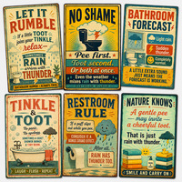 Pancarte en métal vintage et rustique, motif salle de bain amusant, style ancien, pour décoration murale de toilettes, maison, bar, café