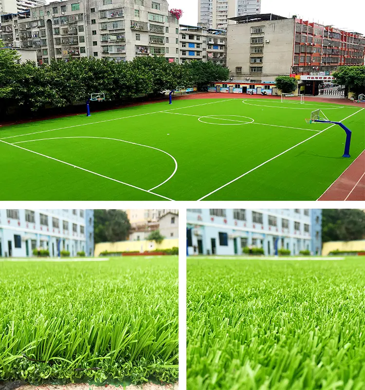 Grama artificial de futebol, grama sintética de 35mm, paisagem e futebol