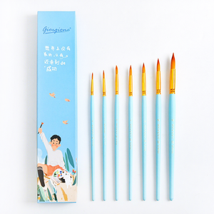 Ensemble de 7 pinceaux de peinture pour artistes Giorgione, poils ronds en nylon avec virole en aluminium jaune et manche en <span class=keywords><strong>bois</strong></span>, emballage en boîte de couleur - Product Image 3