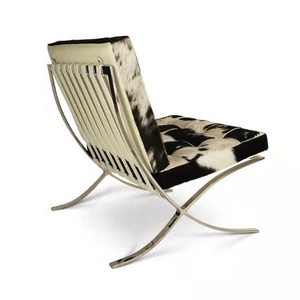 OEM ODM lujo calidad Metal acero Base Vintage cuero marrón asiento <span class=keywords><strong>Barcelona</strong></span> silla sofá con pie taburete sala de estar dormitorio - Product Image 5