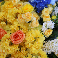 Arrangement floral en soie artificielle jaune et bleue en forme de cascade, centre de table de mariage, décoration de réception de banquet