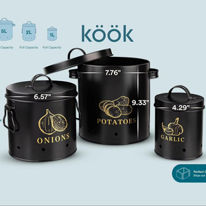 Bộ bếp gồm <span class=keywords><strong>3</strong></span> củ khoai tây hành tây và chậu tỏi, hộp lưu trữ hộp, Hộp đựng tỏi hành tây - Product Image 2