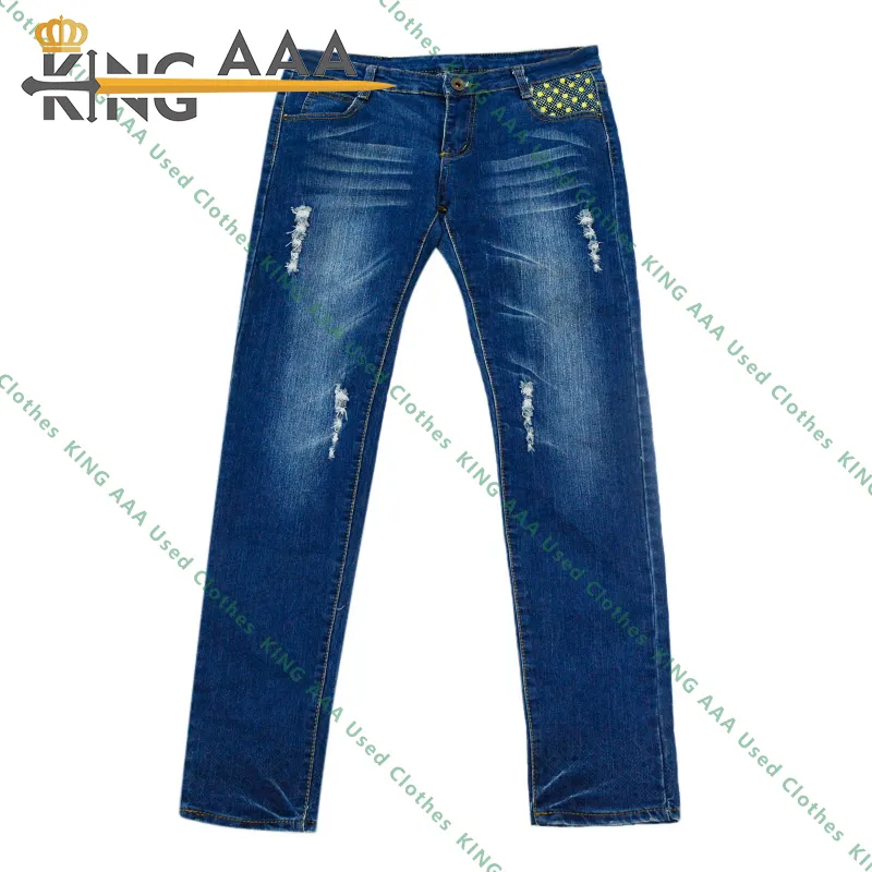 Korean used clothing Denim Men Jeans Ripped Jeans Vintage trousers skinny Dust Denim Jeans For Men clothes