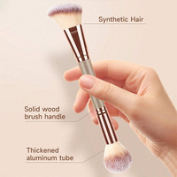 Pinceau de maquillage professionnel unique avec manche plat Pinceau à poudre pour yeux/fard à paupières à double tête pour cosmétiques pour le visage