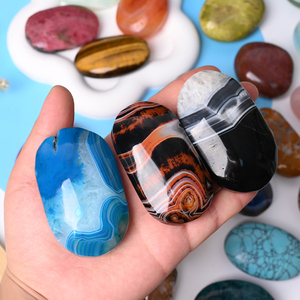 Đá quý tự nhiên hình bầu dục giảm đá đánh bóng tinh thể Palm đá Labradorite Rose Quartz Palm đá - Product Image 3