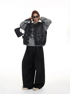 Design Round Neck <strong>Sleeveless</strong> Vest Leather Jacket <strong>Women</strong> Autumn Winter Korean Style High-end Loose <strong>Cardigan</strong> Top - Product Image 5