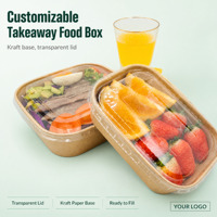 Boîte à emporter personnalisée en kraft - Couvercle transparent, base en papier écologique pour salades et fruits, emballage alimentaire, logo personnalisé, faible MOQ, OEM