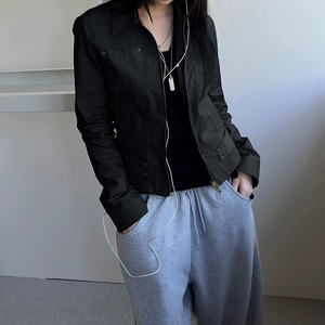 Chaqueta de Trabajo para Mujer, Tejido de Punto, Cierre de Cremallera, Blazer Ajustado, Manga Larga, Estilo Casual Urbano, Prenda Exterior Moderna, Chaqueta con Cremallera para Mujer - Product Image 5