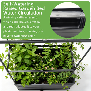 Outdoor Plastic Self-Watering Raised Garden Bed with 4-Tier <b>Trellis</b> Easy Assembly Planter Box for Home & Vegetable Gardening - Product Image 3