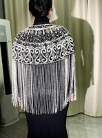Abaya de style français pour femmes du Moyen-Orient, haut de gamme, en polyester, à bouton unique, courte, avec perles élaborées et pompons, nouvelle collection automne