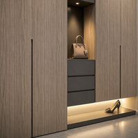 Meuble d'entrée de luxe sur mesure avec rangement intégré moderne, cloison et niche de présentation incurvée avec tiroirs pour la maison