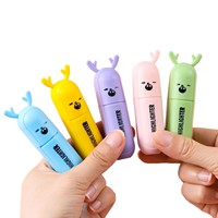 Surligneurs miniatures pour enfants à tête inclinée, 6 couleurs, portables, motif dessin animé, en forme de pilule