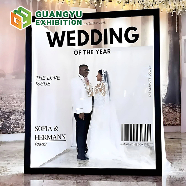 Front Cover Photo Booth Decoration Props PVC Magazine Box Photo Booth Trade Show Vogue Booth Wedding Party Backdrop Event