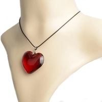 43mm Rouge Amour Coeur Cristal Perle Pendentif Collier pour Femmes Lien Chaîne Amant Fille Cadeau À La Mode Sautoir Halskette