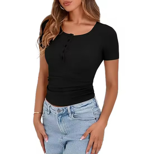 T-shirts écologiques à col rond pour femmes – Vente en gros, doux, décontractés, respirants, séchage rapide, anti-boulochage, mode estivale, prix raisonnable - Product Image 4
