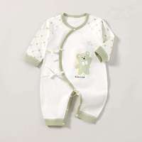 Combinaison Kimono Bébé ODM OEM à Manches Longues Imprimé Étoiles et Ours, Fermeture Latérale à Boutons Pression, Confortable pour Nouveau-né