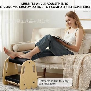 Wooden Footrest <b>Adjustable</b> <b>Height</b> Ergonomic Foot Massage Mat Office Relaxation <b>Stool</b> Birch Wood Trapezoid Shape - Product Image 3