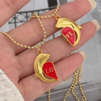 Collier pendentif série Dauphin amour Couple détachable en cuivre plaqué or 18 carats avec zircon coloré Style classique simple