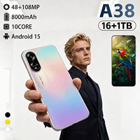 Smartphone Android 5G A38 Version Globale 2026, 16 Go 1 To, Écran 7,3 Pouces, Batterie Longue Durée, Processeur Déca-Core, Double SIM, Reconnaissance Faciale
