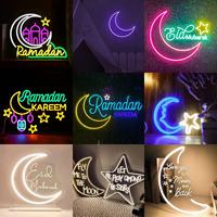 En gros, enseigne néon LED personnalisée avec logo, lumière néon lune, sur mesure, sans MOQ, dropshipping, enseigne néon 'Open Game Pizze Ramadan'