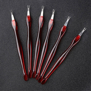 Pousse-cuticules en forme de V profond, double tête, en plastique et acier inoxydable, outil de manucure pour usage domestique - Product Image 2