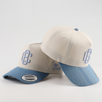 Casquette Snapback Personnalisable Homme Femme Broderie 3D Bicolore Crème Bleu Clair Streetwear Structurée Style Baseball