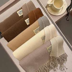 Écharpe longue en laine faite main, écologique et personnalisée, style pashmina uni pour femme, vente en gros OEM sans marque, promotion automne-hiver - Product Image 2